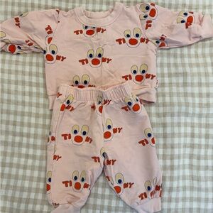 Tiny Cottons Pink Print Baby Sweat Suit